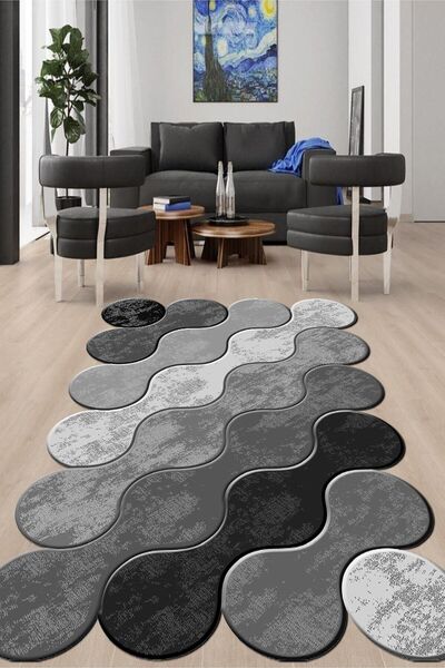 Napoli Home Dijital Baskılı Kaymaz Taban Yıkanabilir Lazer Kesim Salon Halısı...