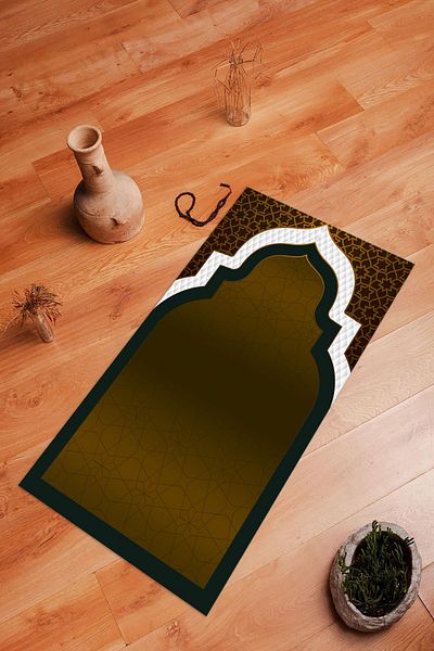 Napoli Home Digital Printed Non-Slip Washable (70x130) Gift Prayer Prayer Rug, N-SECCADE-06-BROWN,