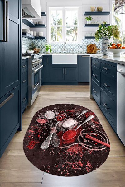 Napoli Home 3D Dijital Baskılı Kaymaz Taban Yıkanabilir Renkli Modern Oval Mu...