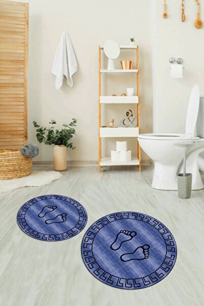 Napoli Home Цифрово отпечатан, неплъзгащ се, измиваем комплект за баня с кръг...