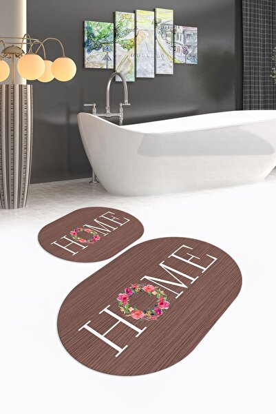 Napoli Home Ψηφιακό με τύπωμα Αντιολισθητικό Πλενόμενο Σετ Μπάνιου Οβάλ Σετ Τ...