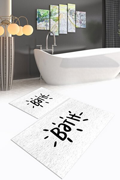 Napoli Home Set de baie digital cu imprimeu anti-alunecare, lavabil, set de b...