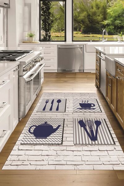 Napoli Home Dijital Baskılı Kaymaz Taban Yıkanabilir Renkli Modern Mutfak Halısı