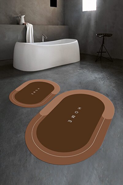 Napoli Home Set de toaletă digital cu imprimeu anti-alunecare, lavabil, oval ...