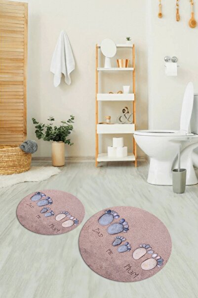 Napoli Home Set de baie rotund, lavabil, cu bază anti-alunecare 3D Digital cu...