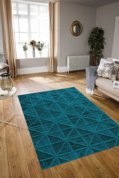 Napoli Home Dijital Baskılı Kaymaz Taban Yıkanabilir Sade Yolluk Mutfak Salon Halısı, N-SADE-12-MAVİ,