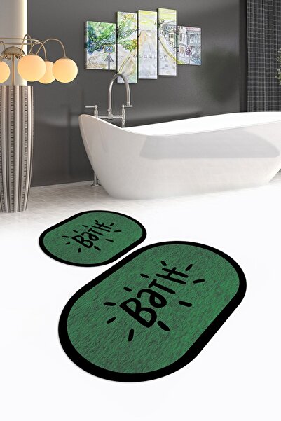 Napoli Home Set de baie oval digital cu imprimeu anti-alunecare, lavabil, set...