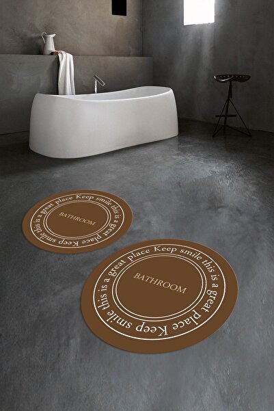 Napoli Home Set de baie rotund dublu pentru baie, lavabil, cu bază anti-alune...