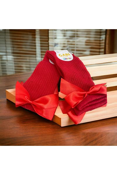 Shopiolog Girl's Cotton Knee Socks - Mesh and Ribbon Detail