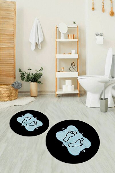 Napoli Home Set de baie digital cu cu imprimeu piese, cu bază anti-alunecare,...