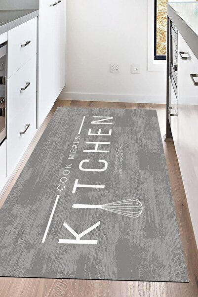 Napoli Home Dijital Baskılı Kaymaz Taban Yıkanabilir Kitchen Yazılı Mutfak Ha...