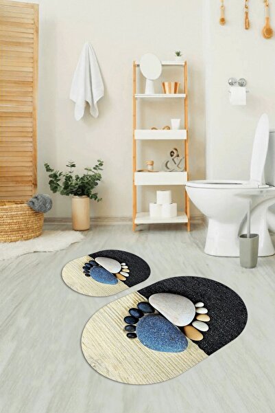 Napoli Home Set de toaletă ovală, lavabil, cu bază anti-alunecare 3D Digital ...