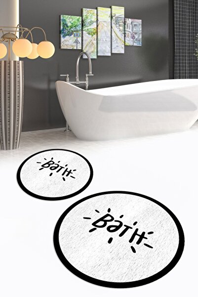 Napoli Home Set de baie rotund dublu, lavabil, cu bază anti-alunecare digital...