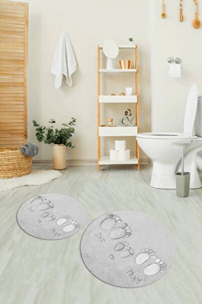 Napoli Home Set de baie rotund, lavabil, cu bază anti-alunecare 3D Digital cu...