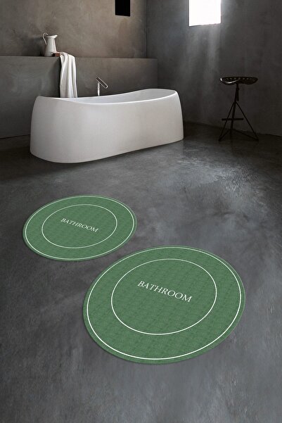 Napoli Home Цифрово отпечатан, неплъзгащ се, измиваем, кръгъл, двоен комплект...