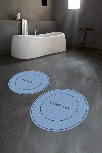 Napoli Home Цифрово отпечатан, неплъзгащ се, измиваем, кръгъл, двоен комплект...