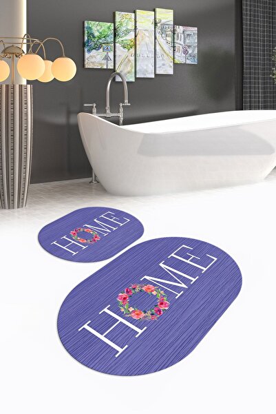 Napoli Home Set de toaletă digital cu imprimeu anti-alunecare, lavabil, oval ...