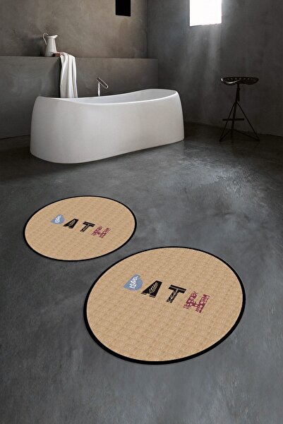 Napoli Home Set de baie rotund dublu, lavabil, cu bază anti-alunecare digital...