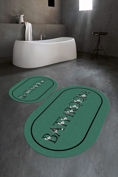 Napoli Home Ψηφιακό με τύπωμα Αντιολισθητικό Πλενόμενο Σετ Μπάνιου Οβάλ Σετ Τ...