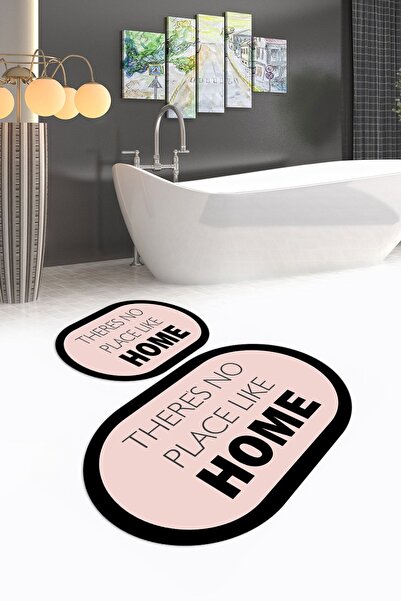 Napoli Home Set de toaletă digital cu imprimeu anti-alunecare, lavabil, oval ...