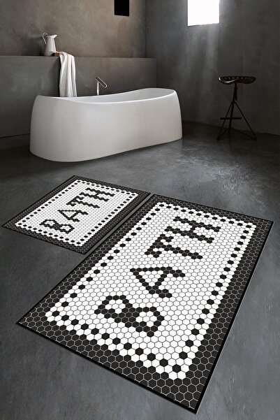 Napoli Home Set de baie digital cu imprimeu anti-alunecare, lavabil, set de b...