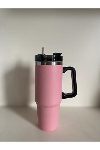 PRETTIFY CARE Stainless Steel Pipetli Yandan Tutmalı  0.89 Lt Seyahat Termosu