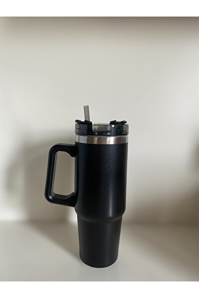 PRETTIFY CARE Stainless Steel Pipetli Yandan Tutmalı  0.89 Lt Seyahat Termosu