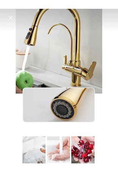 İSAOĞLU YAPI Gold Spiral Kitchen Faucet - Spiral Purifier Sink Luminaire