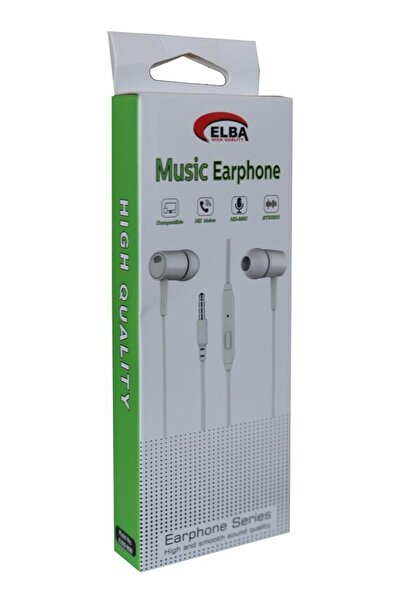 ELBA Elb22-D21B Beyaz Kulakiçi Mikrofonlu Kablolu Kulaklık