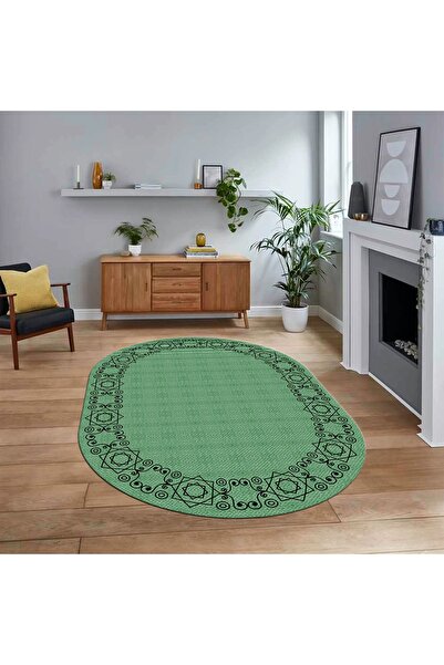 Hey Home Dijital Baskılı Kaymaz Yıkanabilir Oval Jüt-Hasır Desen Mutfak Salon...