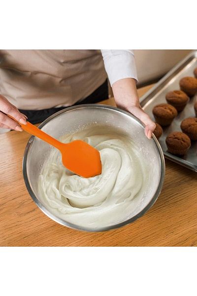 viarella 27cm Heat Resistant Orange Silicone Spoon - Fireproof and Scratch-Proof