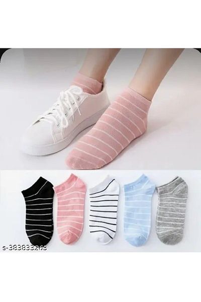 DZC KUZENLER AVM 5 Pairs of Cute Patterned Women's/Girls' Socks - Stitched Ankle, Low Cut, 36-40