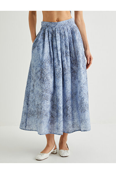 Koton Midi Length Floral Patterned Flared Skirt