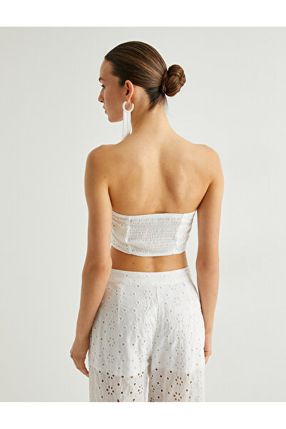Koton Strapless X Crop Scallop Top