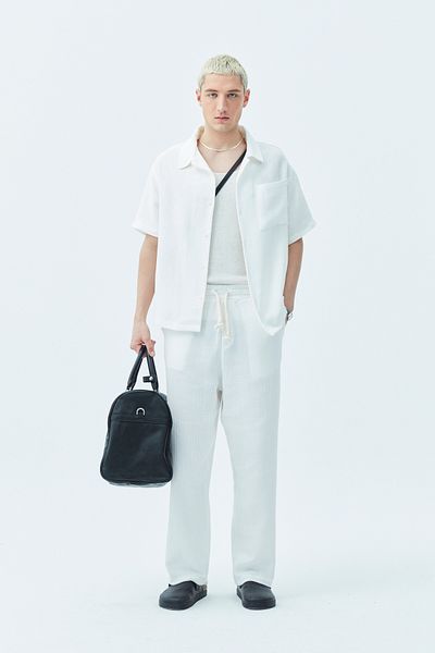 VAMOSCLO White Basic Oversize Linen Set