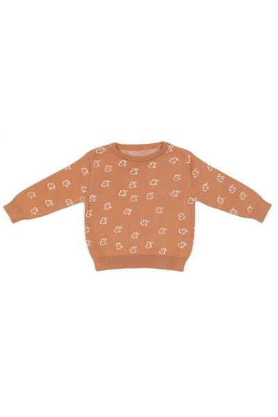 Baboo 1-2 Years Old Baby and Child Brown Patterned Organic Cotton Sweater