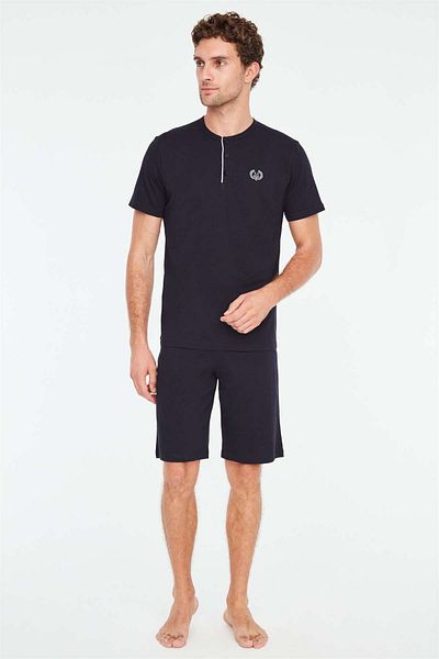 Mod Collection - Men's Navy Blue 3-Piece Pajama Set