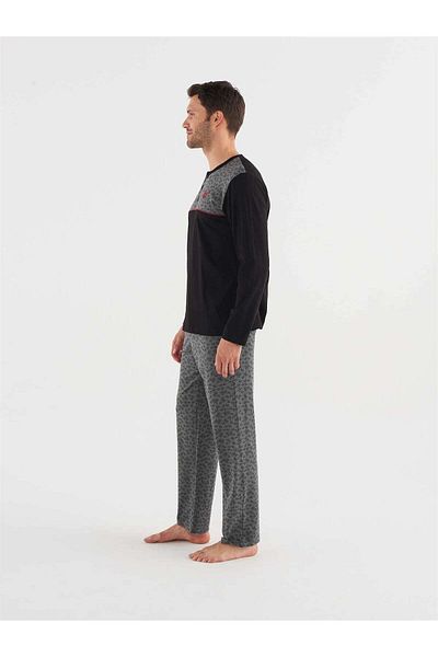 Mod Collection Men's Black Plaid Pajama Set