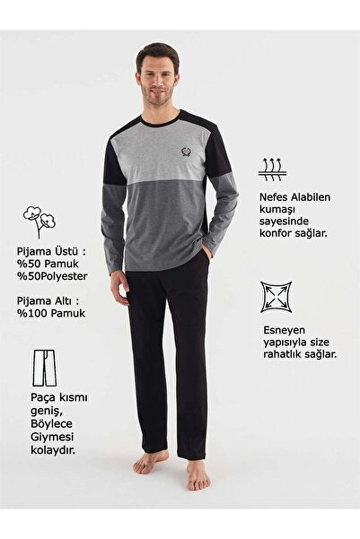 Mod Collection Mod 3743 Siyah Sıfır Yaka Spor Pijama Takım