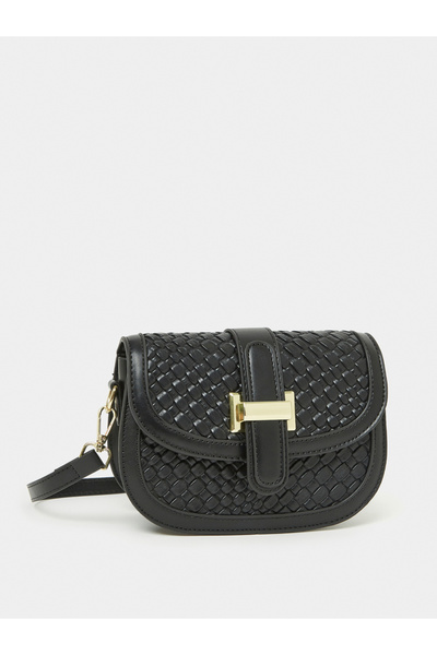 Styli Belted Flap Design Textured Shoulder Bag