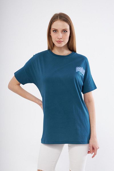 ESPİNA Tricou supradimensionat din bumbac pentru damă - Logo față și imprimat pe spate