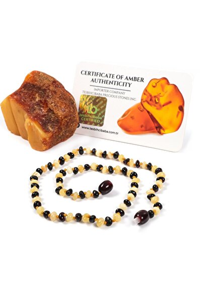 TESBİHCİBABA Therapy Model Kehribar Bebek Diş Kolyesi, Bebeklere Hediye Kolye