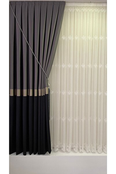 Fon Dünyası Panel Background Curtain Smoke Black (single Wing)