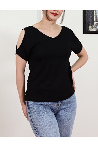 BRK Plus OMUZ DEKOLTELİ BLUZ