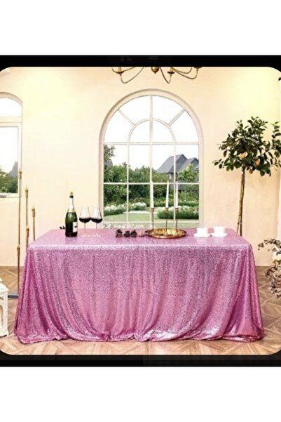 MER HOME Pembe Pullu Payetli Masa Örtüsü