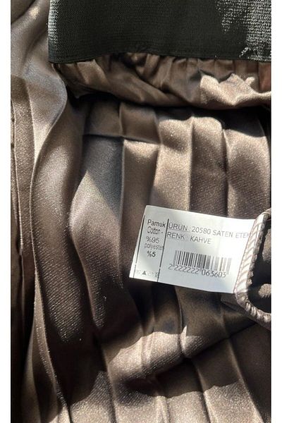 gül sezgin butik Γυναικεία Καφέ Πλισέ Μίντι Μέση Κρυφή Ελαστική Σατέν Φούστα