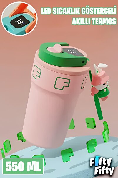 Vagonlife 550 ML LED Sıcaklık Göstergeli Akıllı Çelik Kahve Bardağı Askılı-Çelik Termos-Mug-FFVGN200