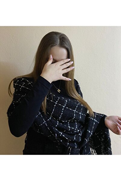 sema aksesuar Γυναικείο ασπρόμαυρο ριγέ καρό κασκόλ - Δώρο για την Ημέρα της ...