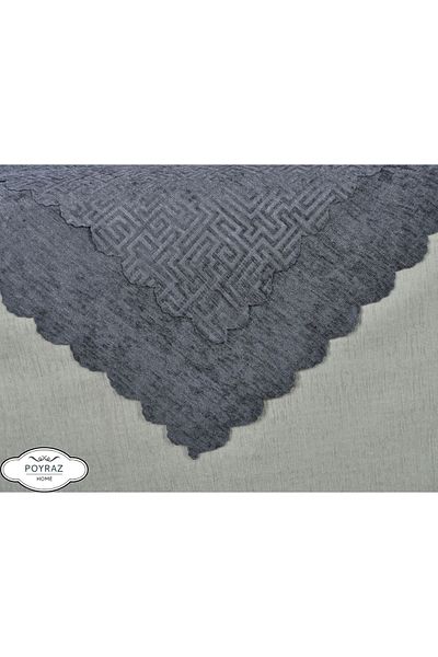 POYRAZ Shiny Patterned Chenille Anthracite Double Sided Sofa Sofa Bed Cover Shawl