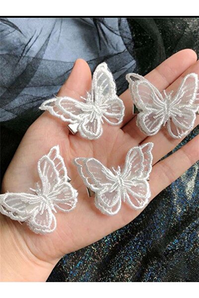 Sheinside 4 Adet Beyaz Kelebekli Saç Tokası